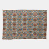 Donkerrood Blauwgroen Blauw Taupe Bruin Tribal Moz Theedoek (Horizontaal)