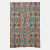 Donkerrood Blauwgroen Blauw Taupe Bruin Tribal Moz Theedoek (Verticaal)