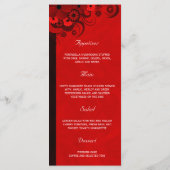 Donkerrood bloemengotiek bruiloft diner menu Kaart (Achterkant)