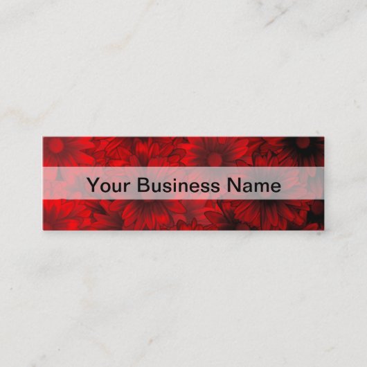 Donkerrood bloemmotief mini visitekaartje (Voorkant)