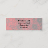 Donkerrood bloemmotief mini visitekaartje (Achterkant)