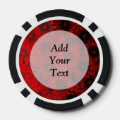 Donkerrood bloemmotief poker chips (Achterkant)