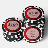 Donkerrood bloemmotief poker chips (Opstapeling)