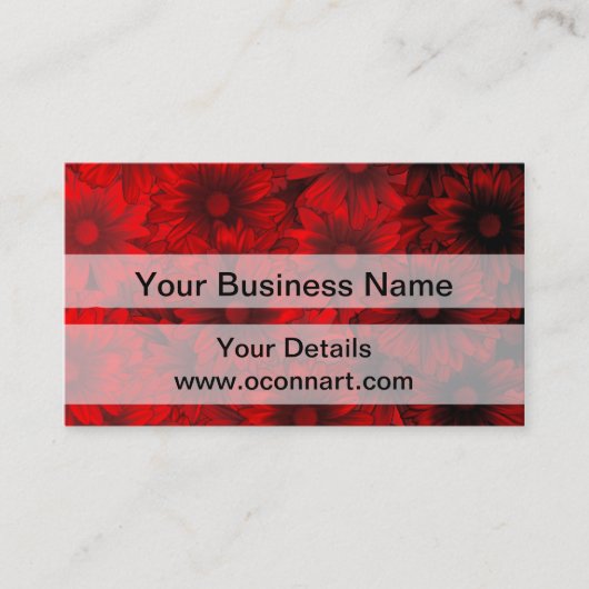 Donkerrood bloemmotief visitekaartje (Voorkant)