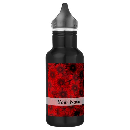 Donkerrood bloemmotief waterfles  (Links)