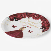 Donkerrood Blond Haar Prinses Verjaardagsfeest Papieren Bordje (Gekanteld)