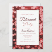 Donkerrood Bokeh Elegant Pensioen Partij Kaart (Voorkant)