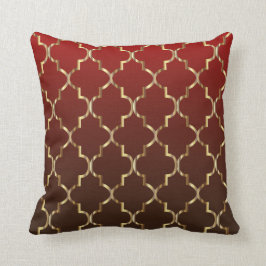 Donkerrood & bruine mengeling | Gouden quatrefoil- Kussen