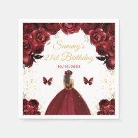 Donkerrood Brunette Hair Princess Verjaardagsfeest