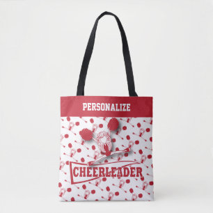 Donkerrood cheerleader meisje tote bag