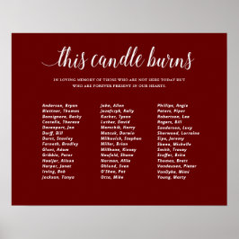 Donkerrood Deze kaars brandt School Reunion Memori Poster