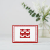 Donkerrood dubbel geluk - elegant plaatskaartje (Staand voorkant)