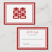 Donkerrood dubbel geluk - elegant plaatskaartje (Voorkant / Achterkant)