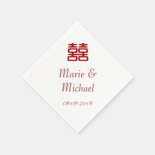 Donkerrood dubbel geluk - elegant servetten