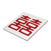 Donkerrood dubbel geluk - elegant tegeltje (Zijkant)