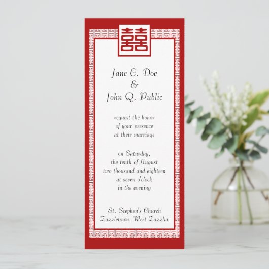 Donkerrood dubbel geluk - Fancy Kaart (Staand voorkant)