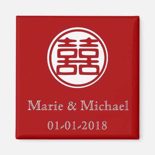 Donkerrood dubbel geluk - rond magneet (Voorkant)