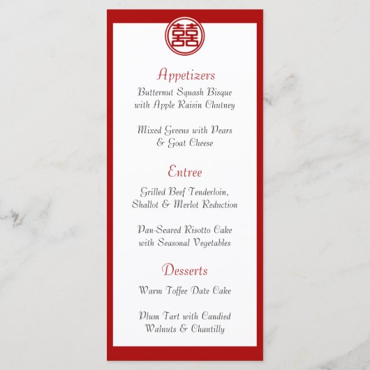 Donkerrood dubbel geluk - rond menu (Achterkant)