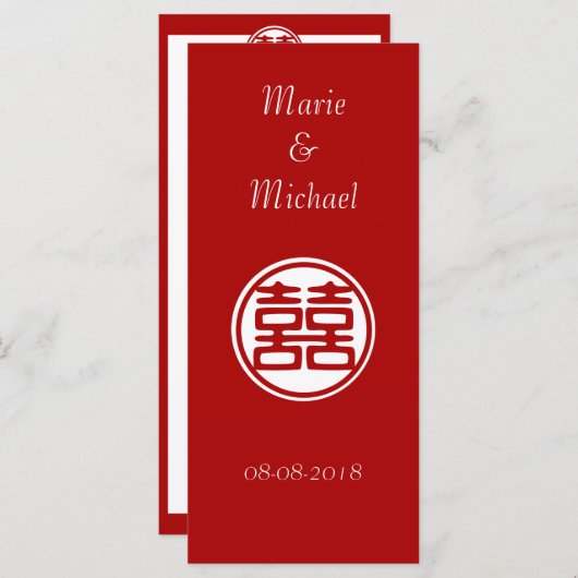 Donkerrood dubbel geluk - rond menu (Voorkant / Achterkant)