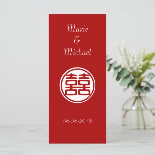 Donkerrood dubbel geluk - rond menu (Staand voorkant)