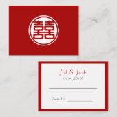 Donkerrood dubbel geluk - rond plaatskaartje (Voorkant / Achterkant)