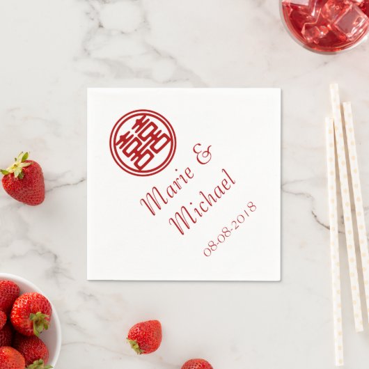 Donkerrood dubbel geluk - rond servetten (Insitu)