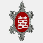 Donkerrood dubbel geluk - Vet Tin Sneeuwvlok Ornament (Links)