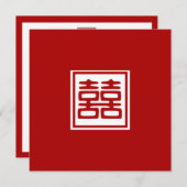 Donkerrood Dubbel Geluk - Vierkant Kaart (Voorkant / Achterkant)