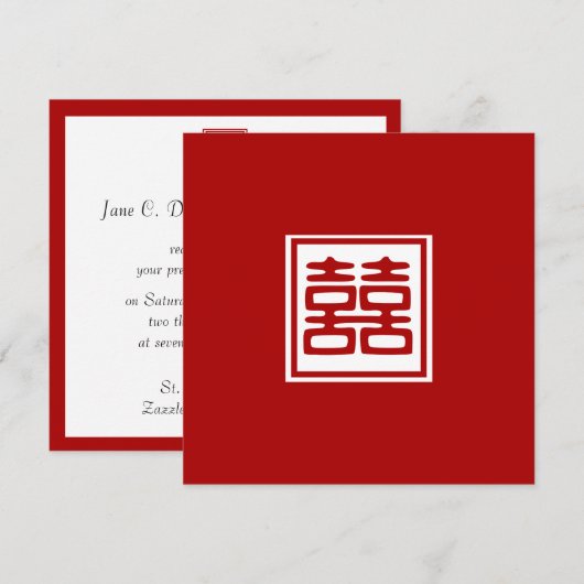 Donkerrood Dubbel Geluk - Vierkant Kaart (Voorkant / Achterkant)