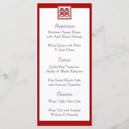 Donkerrood dubbel geluk - vierkant menu (Achterkant)