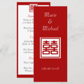 Donkerrood dubbel geluk - vierkant menu (Voorkant / Achterkant)