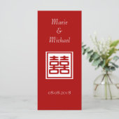 Donkerrood dubbel geluk - vierkant menu (Staand voorkant)