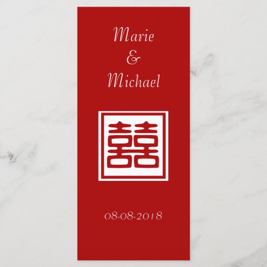 Donkerrood dubbel geluk - vierkant menu (Voorkant)