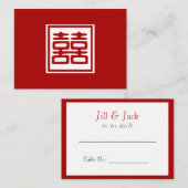 Donkerrood dubbel geluk - vierkant plaatskaartje (Voorkant / Achterkant)