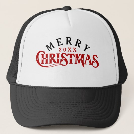 Donkerrood elegant kersttekstontwerp trucker pet (Voorkant)