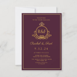 Donkerrood ellegant Golden Calligraphy Wedding