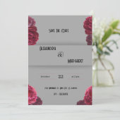 Donkerrood en beige huwelijksuitnodiging kaart (Staand voorkant)