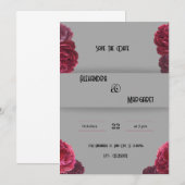 Donkerrood en beige huwelijksuitnodiging kaart (Voorkant / Achterkant)