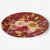 Donkerrood en geel Dahlia Bloemen Bruiloft Papieren Bordje (Gekanteld)