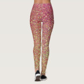 Donkerrood en geel glitter leggings (Achterkant)