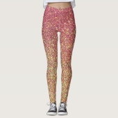 Donkerrood en geel glitter leggings (Voorkant)