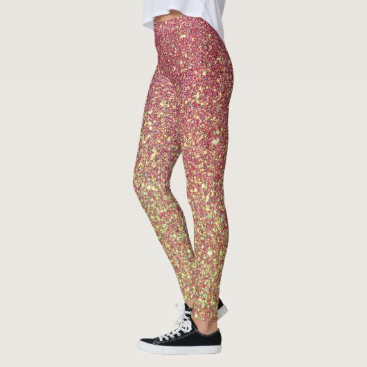 Donkerrood en geel glitter leggings (Links)
