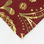 Donkerrood en glanzend goudgroen patroonpatroon fleece deken (Hoek)