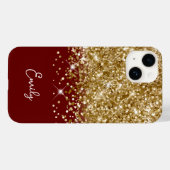 Donkerrood en goud glitter glamour Case-Mate iPhone case (Achterkant (horizontaal))