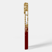 Donkerrood en goud glitter glamour Case-Mate iPhone case (Achterkant / Links)