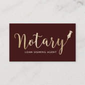Donkerrood en goudbruin met notaristekenaar visitekaartje (Voorkant)