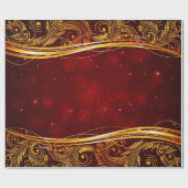 Donkerrood en gouden kerst cadeaupapier (Vlak)