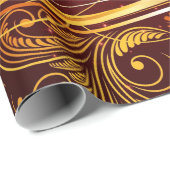 Donkerrood en gouden kerst cadeaupapier (Rol Hoek)