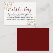 Donkerrood- en goudfolieboekaanvraag Baby shower Informatiekaartje (Voorkant / Achterkant)