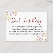 Donkerrood- en goudfolieboekaanvraag Baby shower Informatiekaartje (Voorkant)